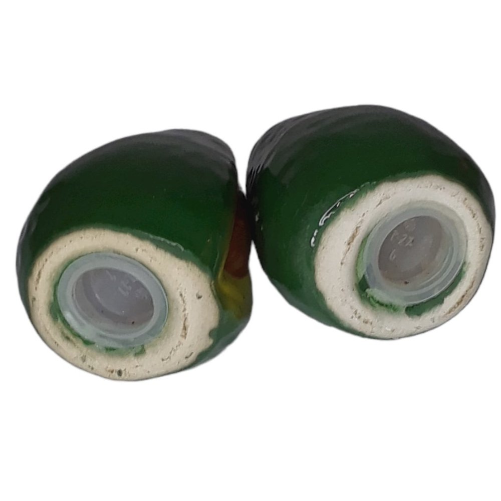 Ceramic Avocado Salt and Pepper Shakers Green and Brown W/ Pit - Picture 2 of 6